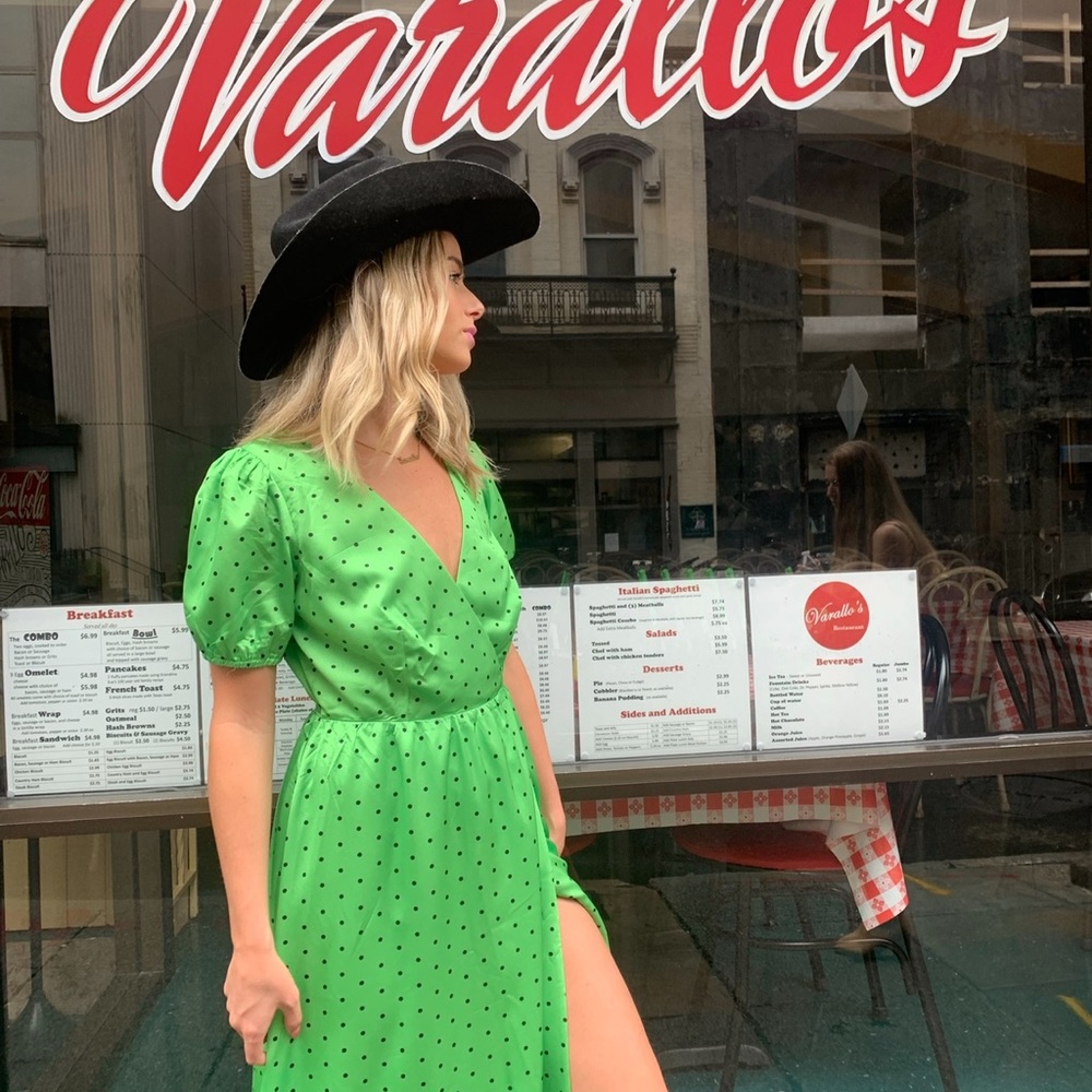 slim fit dress slacks Sage Green Satin A-line Long Prom Dress with Bubble Short Sleeves